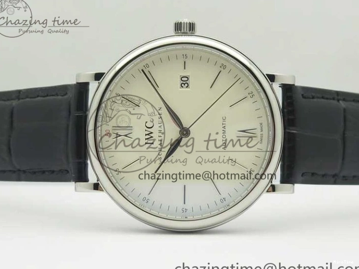 MIROTIME 0812 Portofino Automatic SS MKF 1:1 Best Edition White Dial On Black Leather Strap MIYOTA 9015 V Original 7204